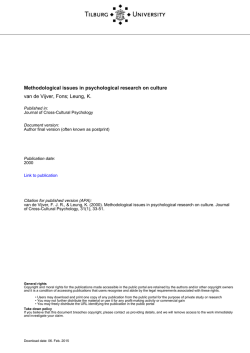 Tilburg University Methodological issues in
