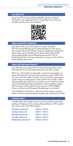 MEETING LOGISTICS - Society of Thoracic Surgeons