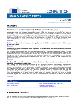 State Aid Weekly - European Commission