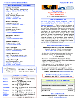 February 1st - 2015 - Christ Our Redeemer Catholic Church