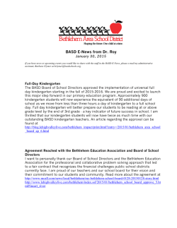 BASD E-News from Dr. Roy - Bethlehem Area School District