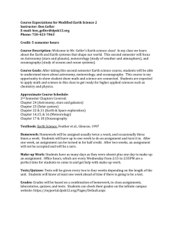 Course Expectations for Modified Earth Science 2 Instructor: Ben