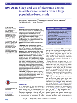 Sleep and use of electronic devices in adolescence