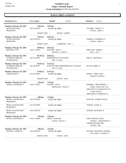 Fairfield County Judges Schedule Report Events Scheduled 2/2