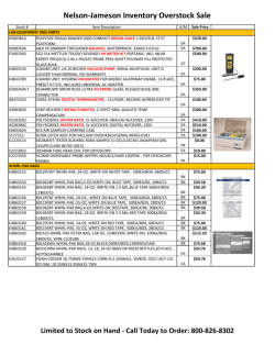 Nelson-Jameson Inventory Overstock Sale