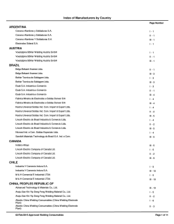 Index of Manufacturers
