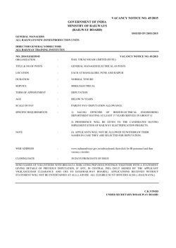 VACANCY NOTICE NO. 45/2015 GOVERNMENT