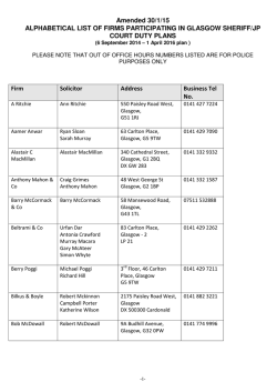 Glasgow Alphabetical List