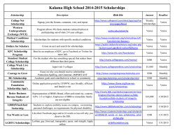 Kalama High School 2014-2015 Scholarships