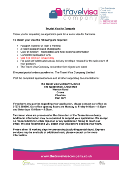 Download our Tanzanian visa form here | PDF (398 KB)