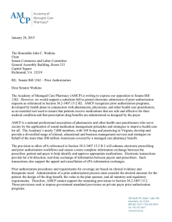 AMCP opposes Virginia SB 1262 which includes mandated prior