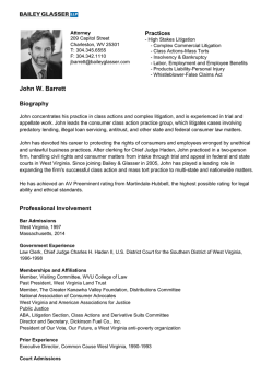 John W. Barrett - Bailey and Glasser