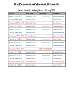 Roster &mdash; February 2015 - St. Francis of Assisi Church