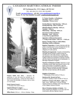 mass intentions - Canadian Martyrs Catholic Parish