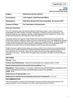 Subject: Draft Financial Plan 2015/16 Presented by: John Ingham