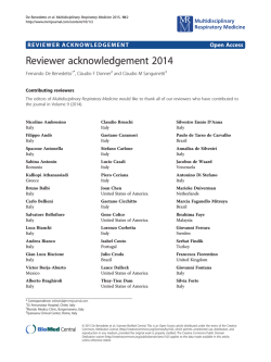 Reviewer acknowledgement 2014 - Multidisciplinary Respiratory