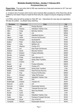 Entry List - Denby Dale Travellers