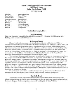 APROA Update - Austin Police Retired Officers Association