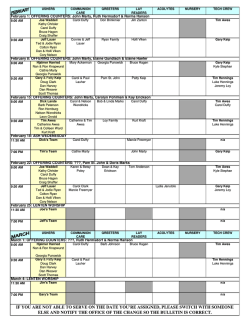 February 2015 Volunteers