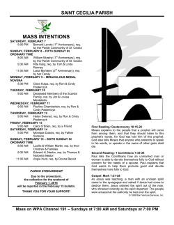 MASS INTENTIONS - Saint Cecilia Parish