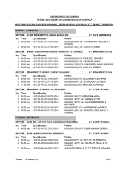 Anti Corruption Division Cause List, Monday 14th