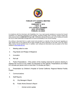 FOWLER CITY COUNCIL MEETING AGENDA