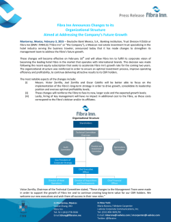 Fibra Inn Announces Changes to its Organizational Structure Aimed