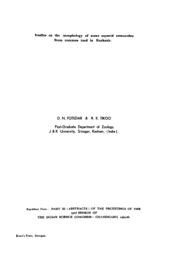 Studies on the Morphology and life cycle of some Helminth