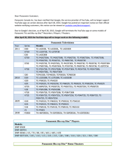 Panasonic Televisions Year Series Models 2011 D30 TC
