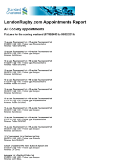 LondonRugby.com Appointments Report
