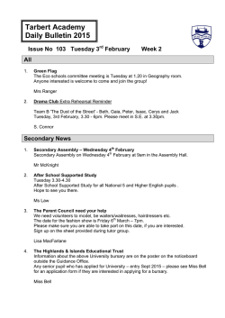 Tarbert Academy Daily Bulletin 2015