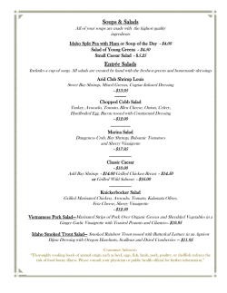 Lunch Menu - The Arid Club