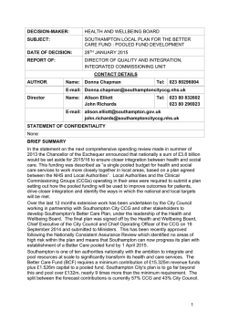 southampton local plan for the better care fund : pooled fund