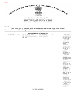 Thursday the 29th January 2015 DAILY CAUSE LIST