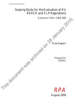 Scoping Study for the Evaluation of EU REACH and CLP
