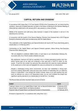 CAPITAL RETURN AND DIVIDEND