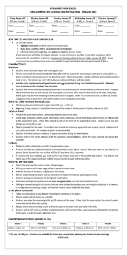 NEWMARKET HIGH SCHOOL FINAL EXAMINATION SCHEDULE