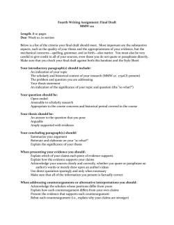 Fourth Writing Assignment: Final Draft MMW 122 Length: 8-10
