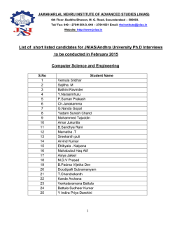 List of short listed candidates for JNIAS/Andhra University Ph.D