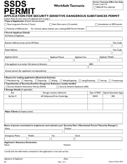 SSDS Permit - WorkSafe Tasmania