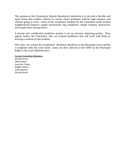 Community Resolution Dispute Comm.