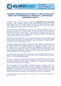 Euronav announces repayment of USD 235 million