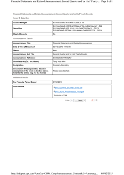 Page 1 of 1 Financial Statements and Related Announcement