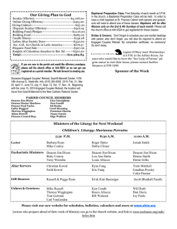 Bulletin - St. Frances Cabrini Catholic Church, Lebanon, Tennessee