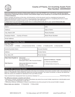 County of Fresno, CA Incoming Assets Form Plan Number
