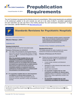 Standards Revisions for Psychiatric Hospitals