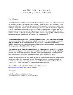 2014&ndash;2015 Civil War Essay Contest Guidelines packet