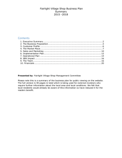 Fairlight Village Shop Business Plan Summary