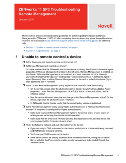 ZENworks 11 SP3 Troubleshooting Remote Management