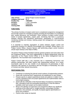 Title of Post : Senior Project Control Assistant Category